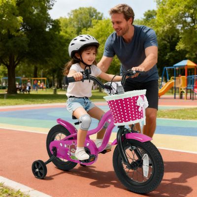 Kids Ride On Bike with Training Wheels, Beginner Toddler Bicycle