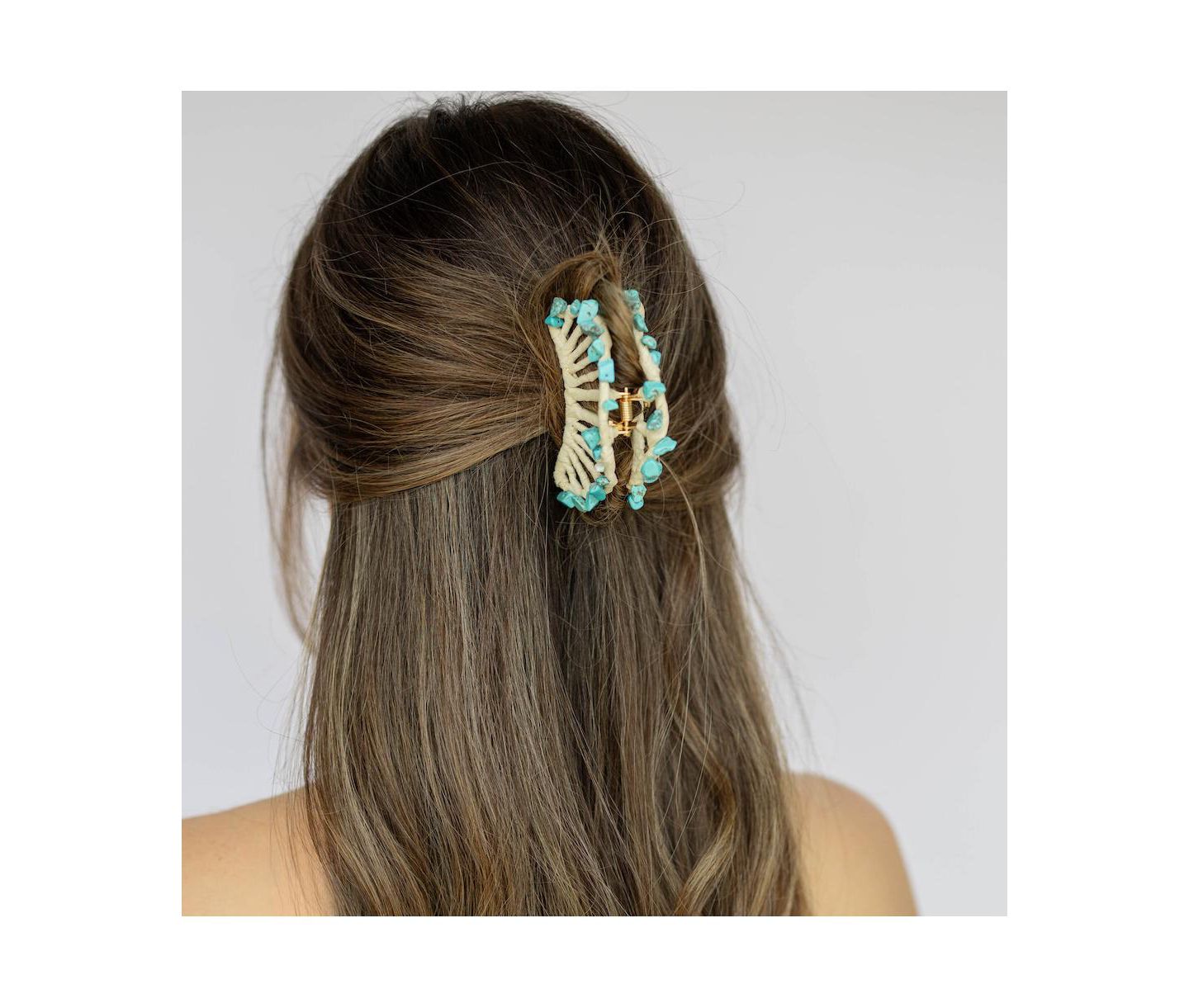 Женская заколка Headbands of Hope Raffia Seashell Hair Claw Clip - Teal — фото 3