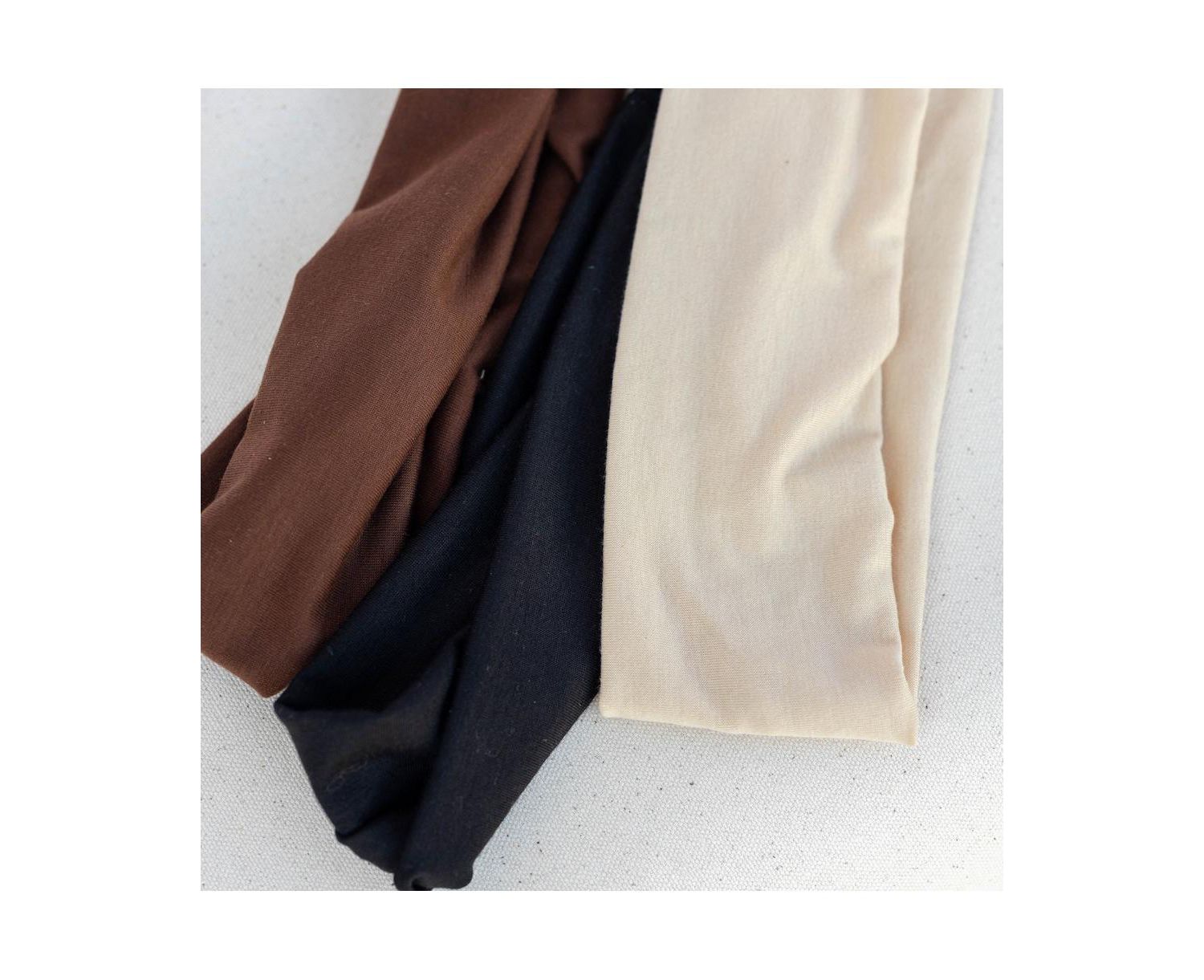 Women's Wide Headwrap Set of 3 - Black + Brown + Beige