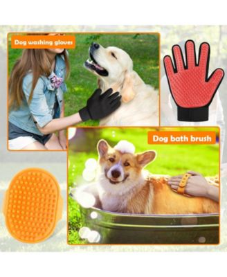 Upgrade Dog Washing Hose Attachment 8 Spray Patterns 3.5oz Soap Dispenser Gloves Bath Brush