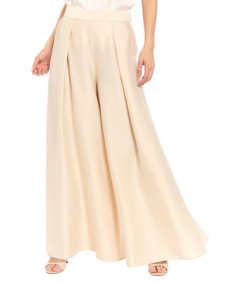 Women's Satin High-Rise Pleated Wide-Leg Pants