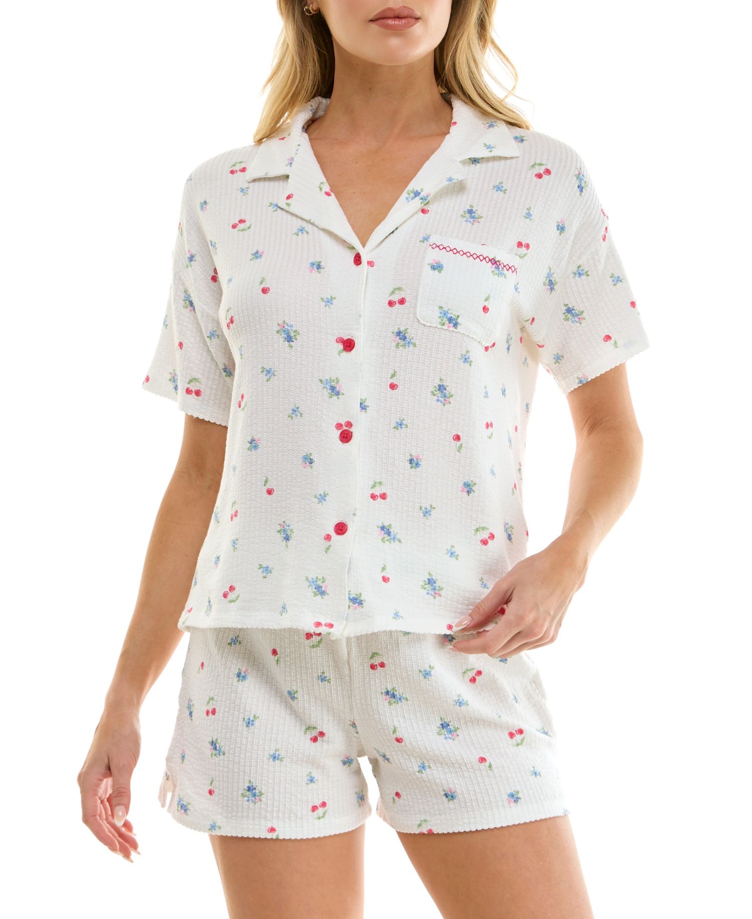 Women's Short-Sleeve Top and Pull-On Shorts, 2-Piece Set