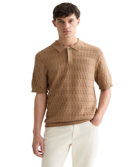 Мужское поло SCOTCH & SODA Regular-Fit Pointelle Knitted Polo Shirt, цвет: Amphora