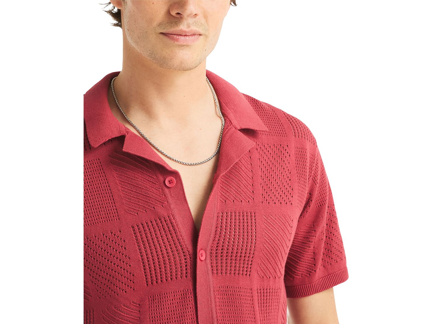 Мужской свитер Nautica Open-Stitch Classic-Fit Buttoned Polo Sweater, цвет: Rustedhull — фото 3