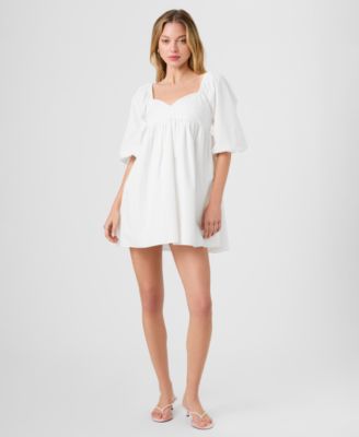 Women's Puff-Sleeve Sweetheart Neck Mini Dress
