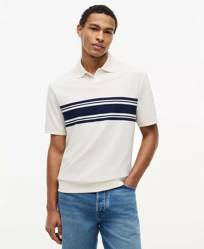 Men's Placed Breton Stripe Polo Shirt