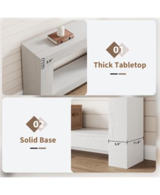 Farmhouse 2 Tier Entryway Console Table, Long White Sofa Table with Open Storage for Entrance or Living Room