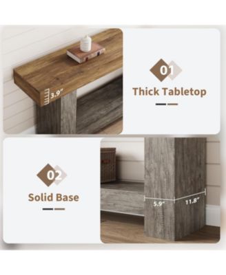 63'' Farmhouse 2-Tier Entryway Console Table with Open Storage - Long Sofa Accent Table for Entrance, Living Room