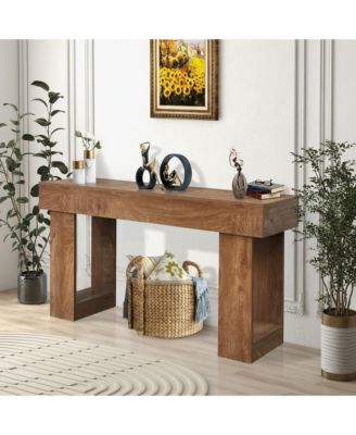 63 Inches Long Console Table, Wooden Entry Table for Entryway, Rustic Sofa Tables Behind Couch, Farmhouse Entryway Tables for Hallway