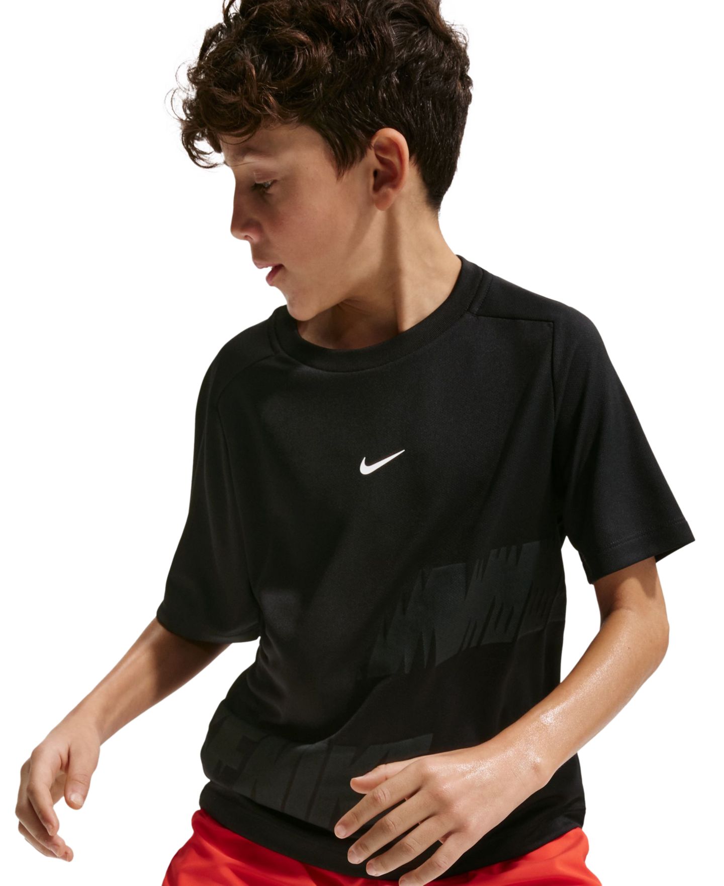 Футболка Nike Dri-Fit Short-Sleeve T-Shirt для мальчиков, цвет: Чёрный / Белый — фото 3