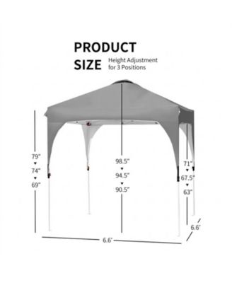 6.6 x 6.6 ft Pop Up Canopy Tent with Three Height Settings Roller Bag and Weight Bags