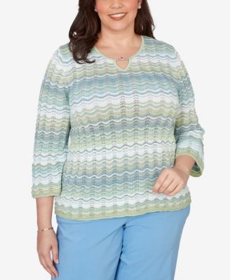 Plus Size St. Augustine Textured Space Dye Split Neck Sweater