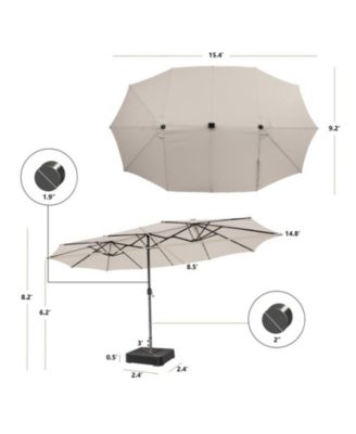 15 ft Double-Sided Patio Umbrella with 48 Solar LED Lights and Vented Canopy