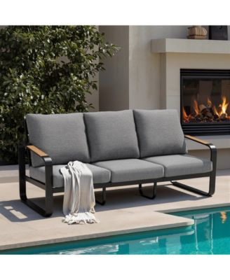 78.7" Outdoor Patio Sofa with Removable Cushions and Metal Frame Patio Couch