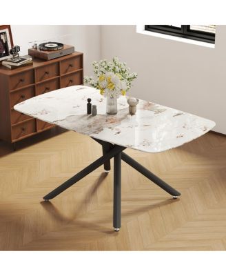 Luxurious Marble Dining Table with Metal Legs