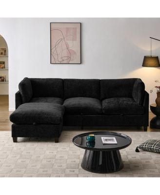  96.5" Chenille Sectional Sofa with Ottoman