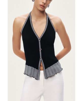 Women's Halter Ribbed Knit Top