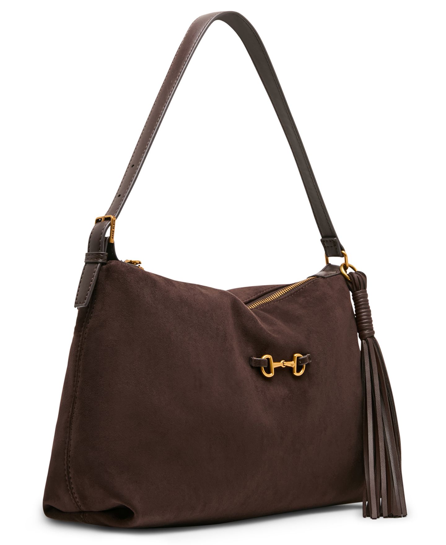 Женская сумка Anne Klein Faux Suede Large Horse Bit Shoulder Handbag, цвет: Коричневый — фото 3