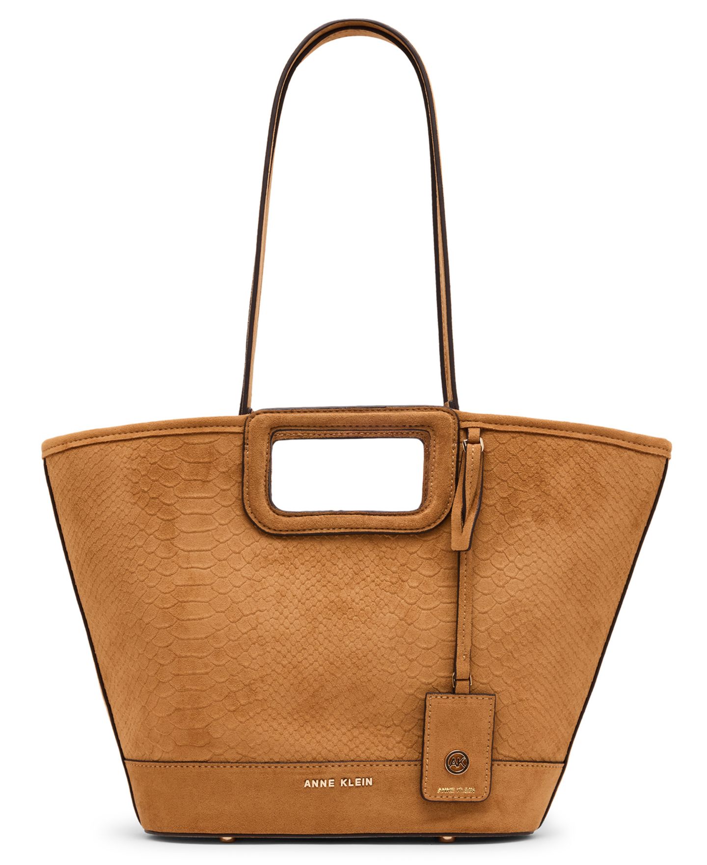 Женская сумка Anne Klein Textured Faux Suede Small Cut Out Handle Tote Handbag, цвет: Коричневый — фото 1