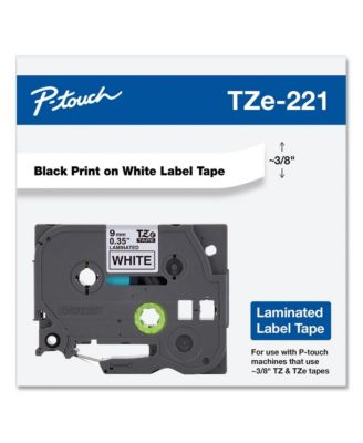 TZE221 0.35 in. x 26.2 ft. TZe Standard Adhesive Laminated Labeling Tape