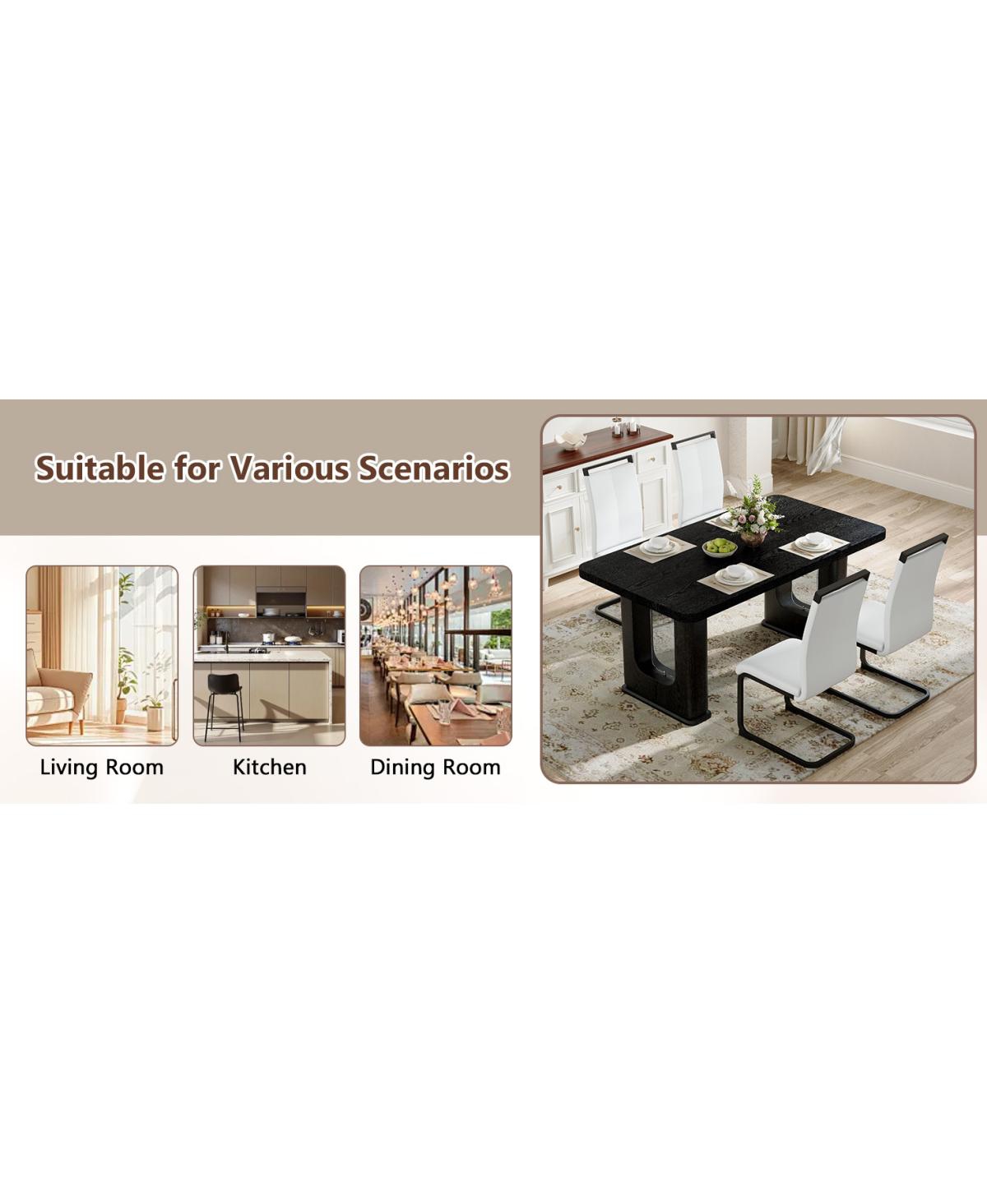 Streamdale Furniture Modern Wood Grain and Glass Dining Table
