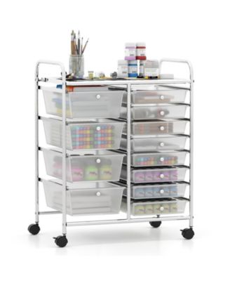 12-Drawer Utility Rolling Cart with Tiered Storage
