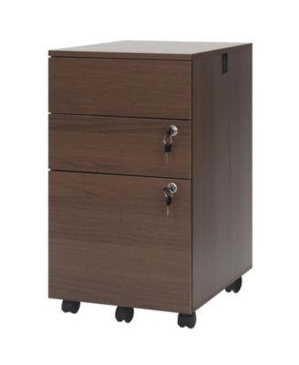 Three Drawer Rolling File Cabinet with Lock for Home Office
