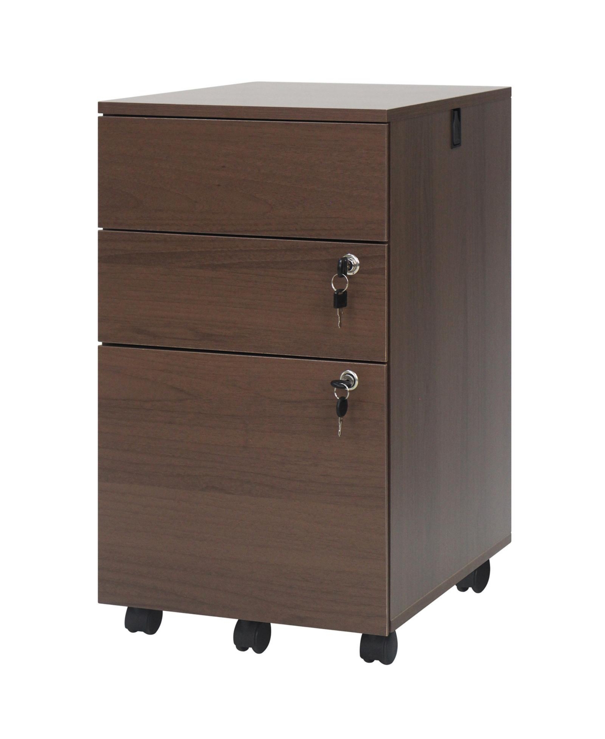 Sugift Three Drawer Rolling File Cabinet with Lock for Home Office