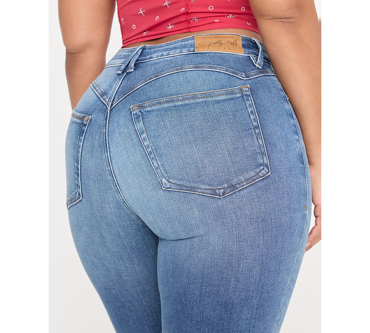 Good American Petite Dolly Joleans Mid-Rise Ankle-Length Jeans view 7 — MAYCSS fashion products