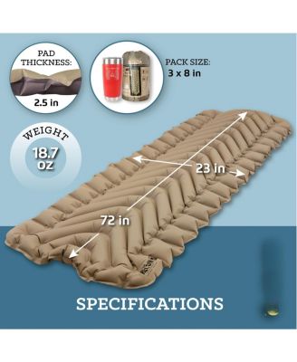 Static V Inflatable Sleeping Pad Camping Hiking Backpacking Air Bed Uninsulated Camping Outdoor Recreation Gear