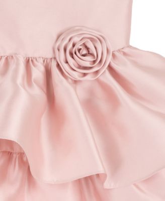 Girls' 2T-6X Mikado 2-Tier Dress with Rosette at Waist