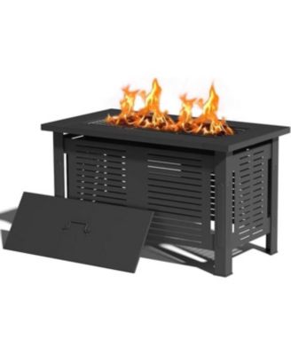43 Inch Firepit Table Metal Outdoor Fireplaces with Waterproof Cover