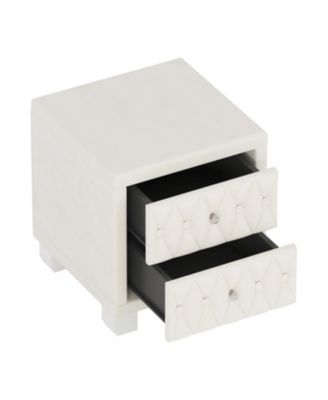 Nightstand with Crystal Handle 2-Drawer Button-Tufted Bedside Table