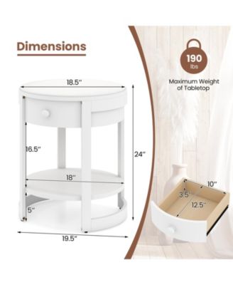 2-Tier Round End Table Mid Century Modern Nightstand