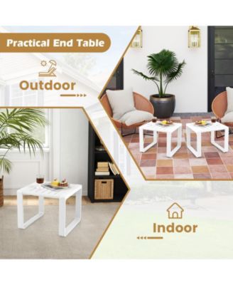 3 PCS Patio Furniture Set w/1 Loveseat and 2 Side Tables All-Weather Bistro Set