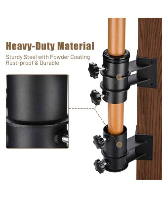 Deck Umbrella Mount Holder Bracket Height Flexible for Patio Railing Balcony Courtyard Poolside Mobile Cart Black Corner