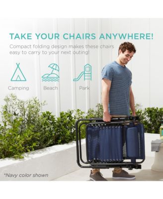 Set of 2 Zero Gravity Lounge Chair Recliners for Patio, Pool w/ Cup Holder Tray