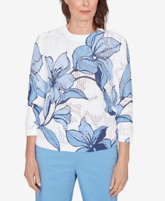Women's St. Augustine Abstract Floral Print Ribbed Sweater