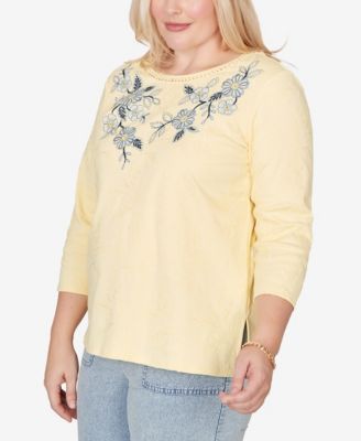Women's Out of the Blue Floral Embroidered Sunshine Top