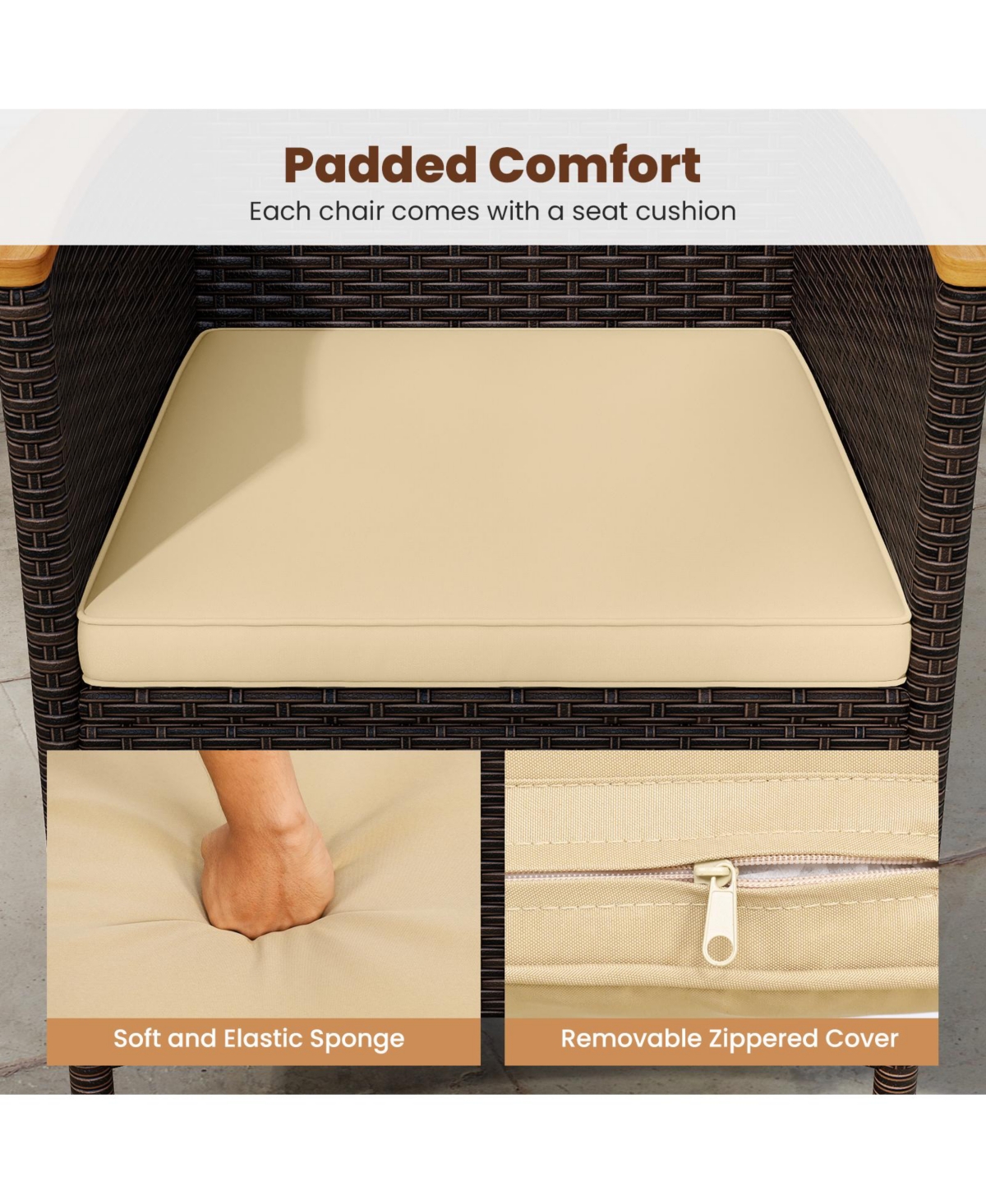 Sugift Patio Rattan Chairs Set of 2 Outdoor Wicker Dining Chairs with High Backrest