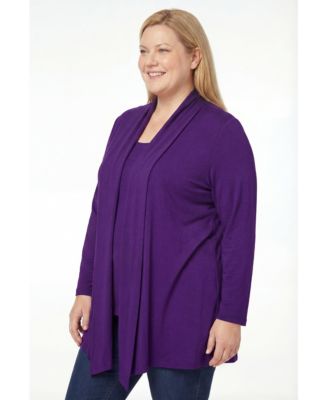 Plus Size 2-Fer Cardigan & Attached Lace Tunic