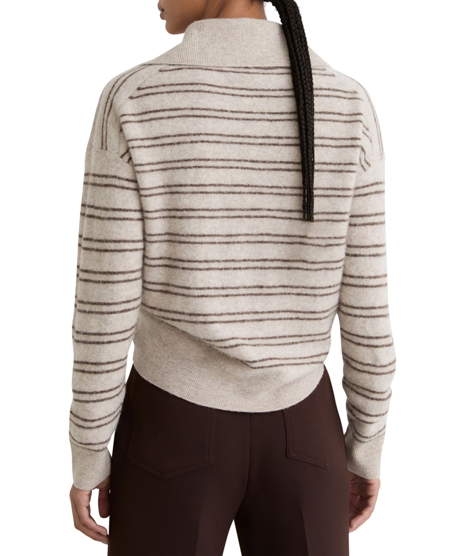 Women's Evana Wool-Cashmere Stripe Buttoned Jumper