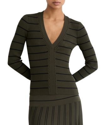 Women's Lauralee Stripe Craft-Stitch Rib-Knit Top