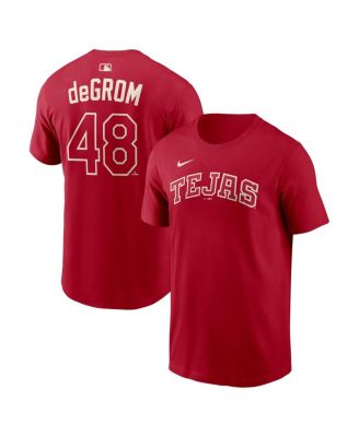 Men's Jacob DeGrom Red Texas Rangers 2026 City Connect Name & Number T-Shirt