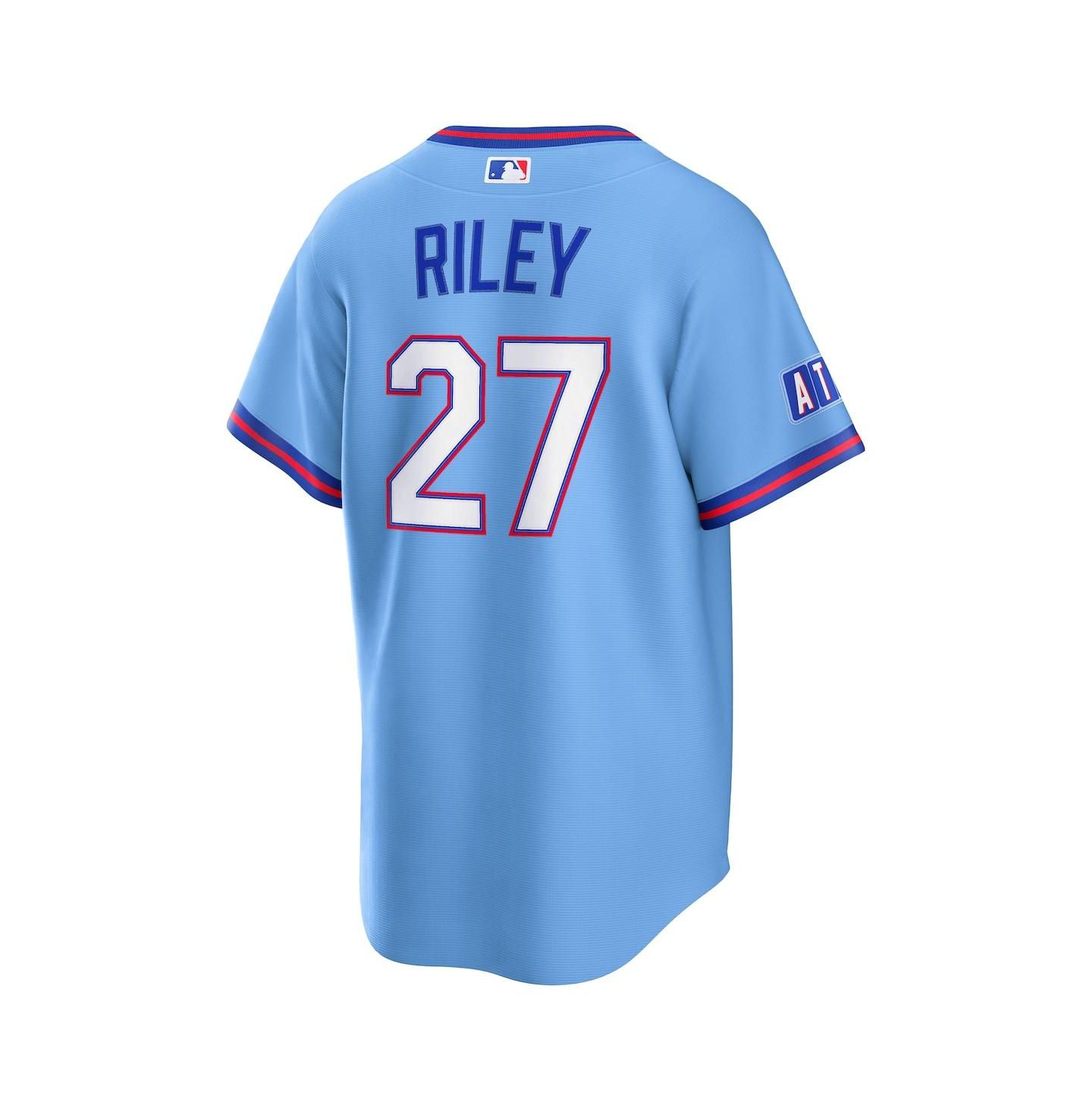 Мужской топ Nike Austin Riley Powder Blue Atlanta Braves 2026 City Connect Stadium Jersey — фото 3