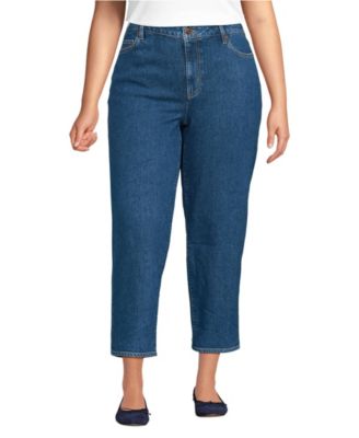 Women's Soft Denim Mid Rise Relaxed Straight Crop Jeans