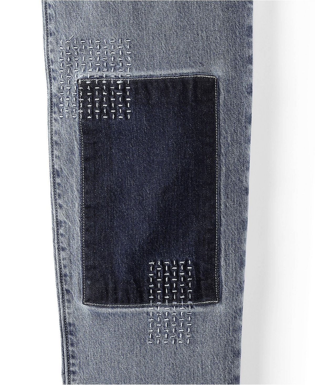 Lands' End Women's Soft Denim Mid Rise Relaxed Straight Crop Patchwork Jeans view 4 — MAYCSS fashion products