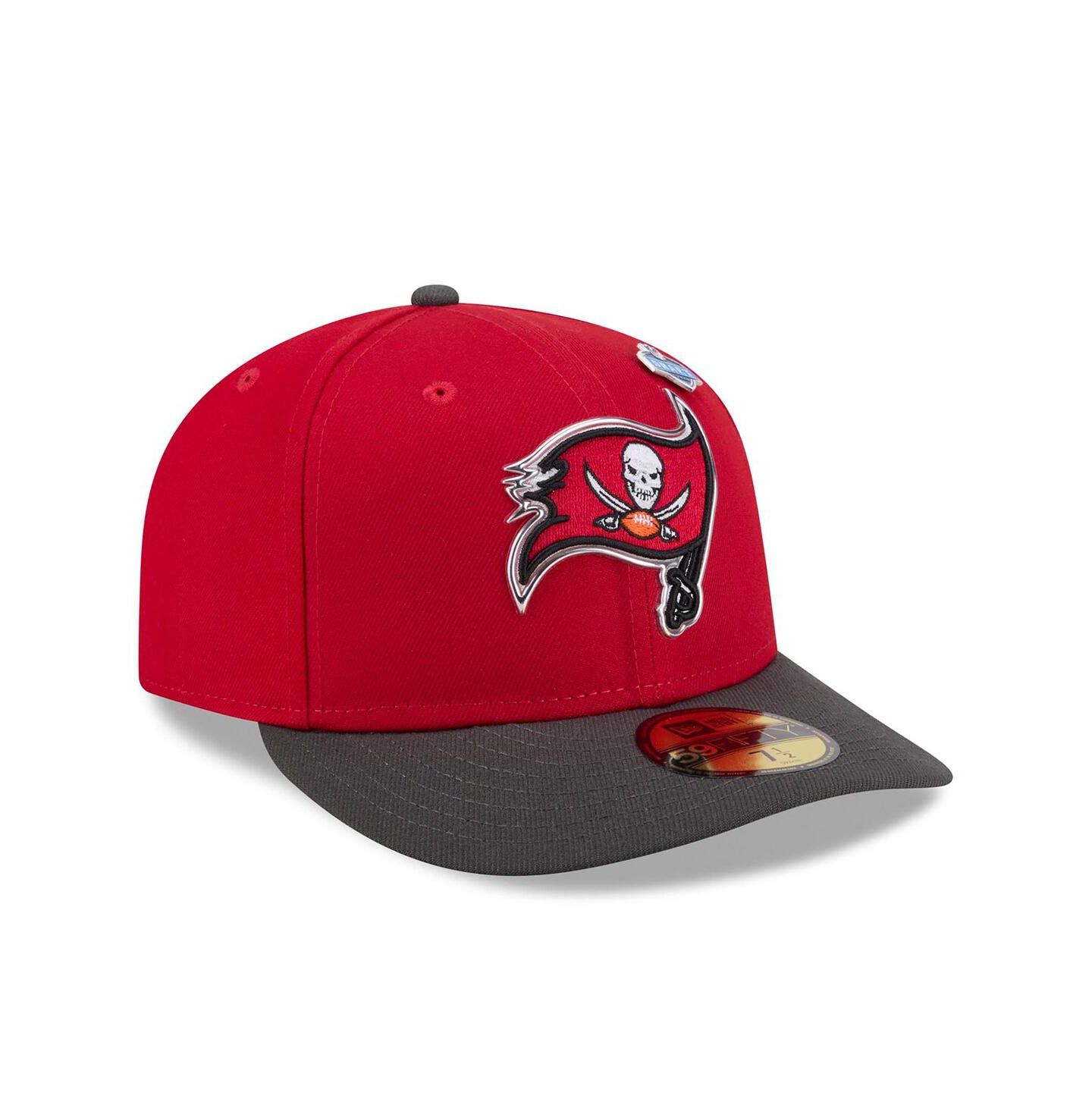 Мужская кепка New Era Red/Pewter Tampa Bay Buccaneers 2026 NFL Draft Pre-Curved 59FIFTY Fitted Hat — фото 3