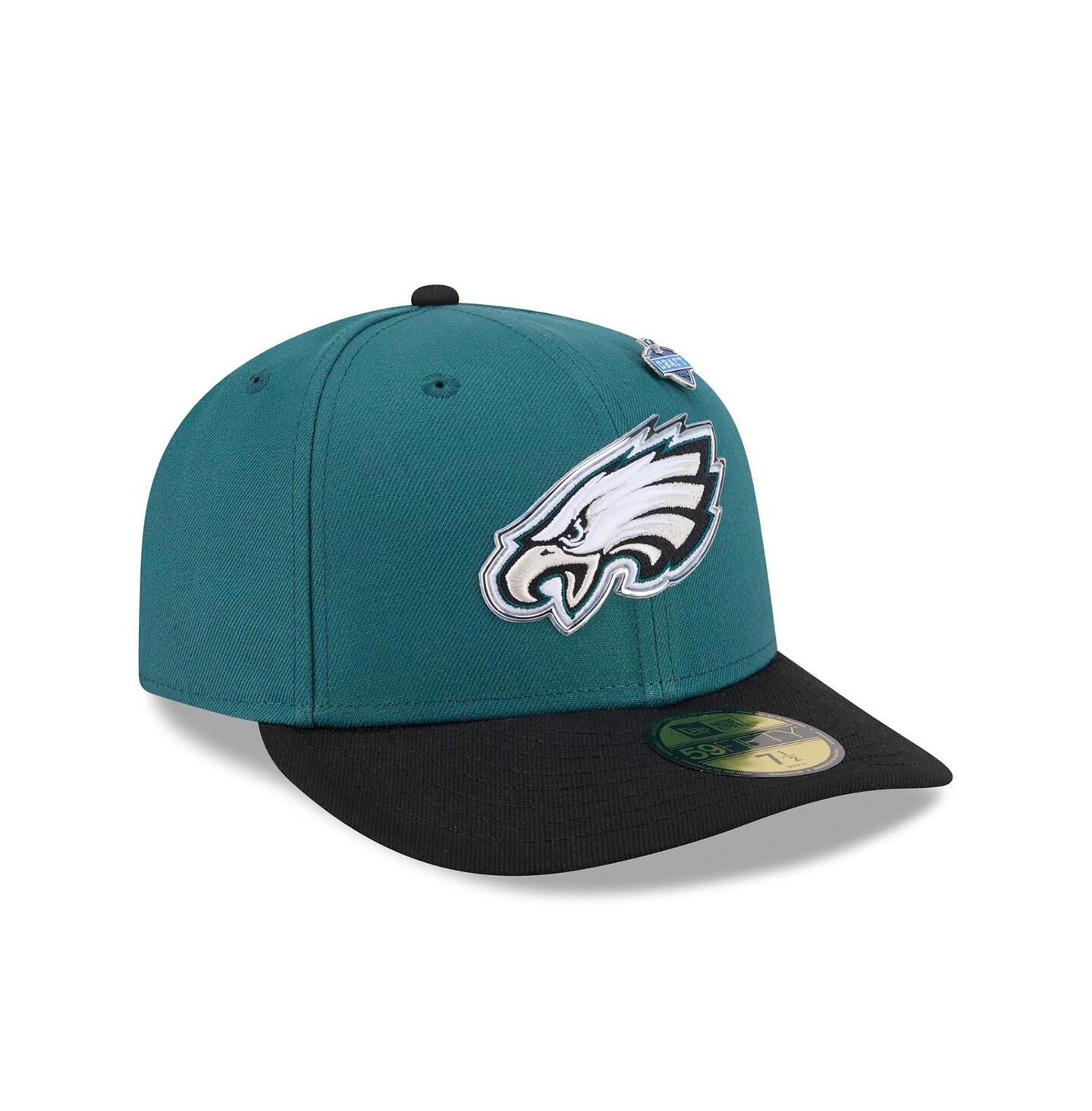 Мужская кепка New Era Midnight Green/Black Philadelphia Eagles 2026 NFL Draft Pre-Curved 59FIFTY Fitted Hat — фото 3