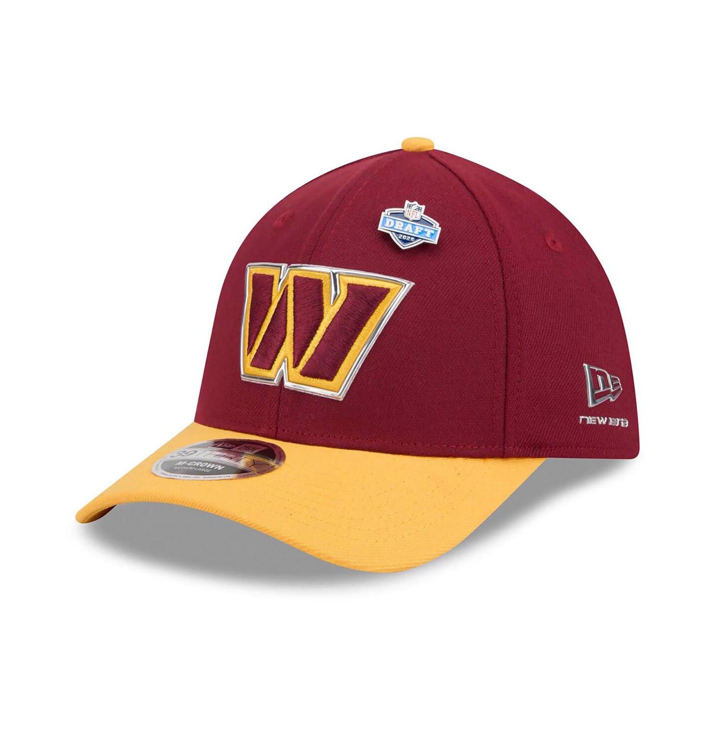 Мужская кепка New Era Burgundy/Gold Washington Commanders 2026 NFL Draft 39THIRTY M-Crown Flex Hat — фото 1